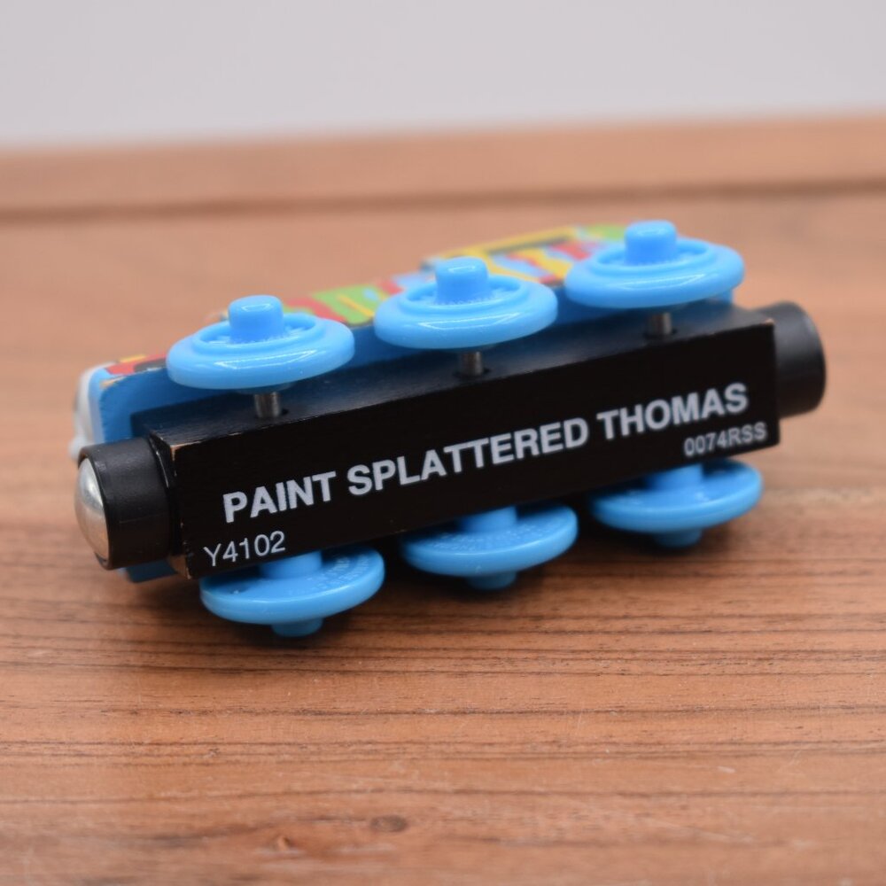 Paint Splattered Thomas the Train Wooden Railway Tank Engine Friends 2003 Rare - Picture 6 of 6